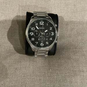 Fossil Men's Chronograph Stainless Steel Watch - Black Dial & Silver Band